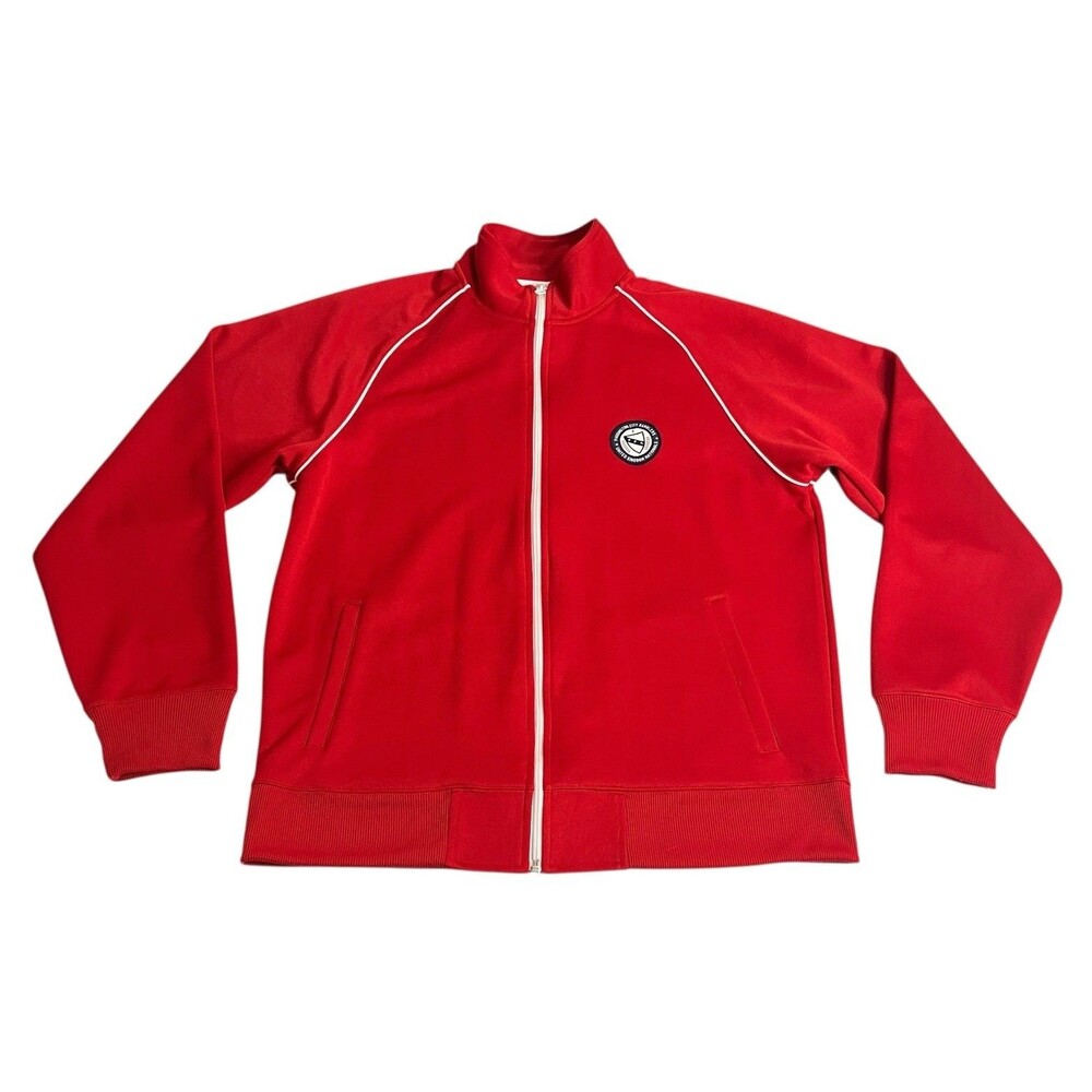 Vintage Y2K Old Navy Track‎ Jacket Mens L Red Paddington City Ramblers Full Zip